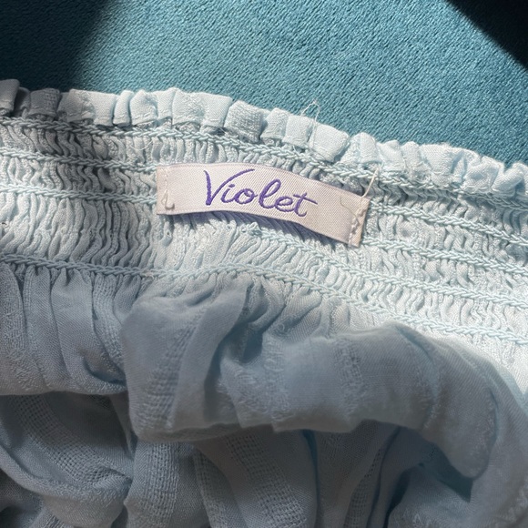 Violet Light Blue Off the Shoulder Top - Picture 2 of 4